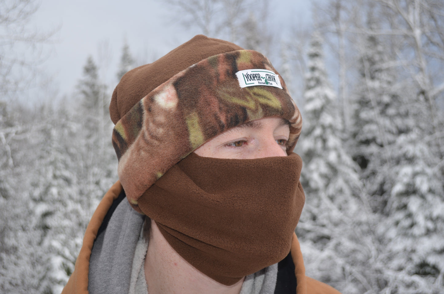 Yooper Chook Brown Camo Camo Print Winter Hat Made in the USA